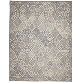 Tappeto Kilim Afghanistan Astratto Grigio Blu Crema 258x339
