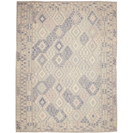 Tappeto Kilim Afghanistan Geometrico Grigio Blu 265x341 Cm