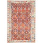 Tappeto Kilim Afghanistan Geometrico Terracotta Blu 204x300