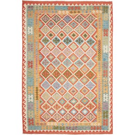 Tappeto Kilim Afghanistan Geometrico Multicolore Vivace 205x
