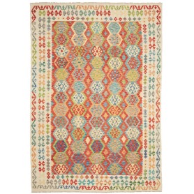 Tappeto Kilim Afghanistan Astratto Multicolore Rosso 209x301