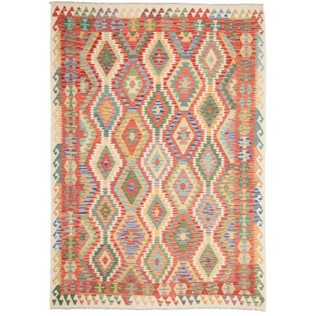 Tappeto Kilim Afghanistan Astratto Multicolore Terracotta 21