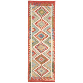 Tappeto Kilim Afghanistan Geometrico Rosso Multicolore 81x24
