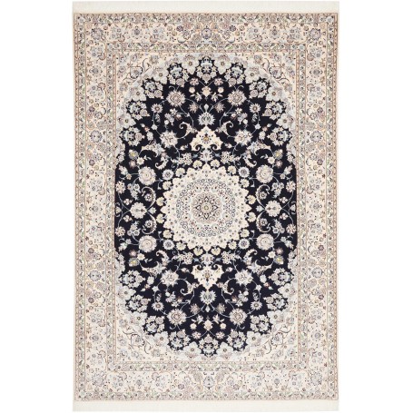 Tappeto Nain 6la Persia Medaglione Blu Notte Crema 160x235 C