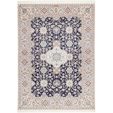 Tappeto Nain 6la Persia Medaglione Blu Crema 180x246 Cm