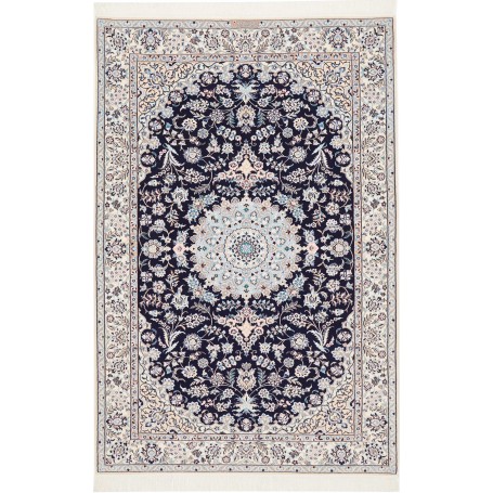 Tappeto Nain 6la Persia Medaglione Blu Notte Crema 125x190 C
