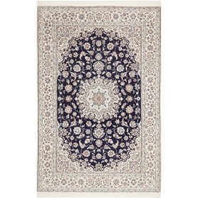 Tappeto Nain 6la Persia Medaglione Blu Crema 148x223 Cm