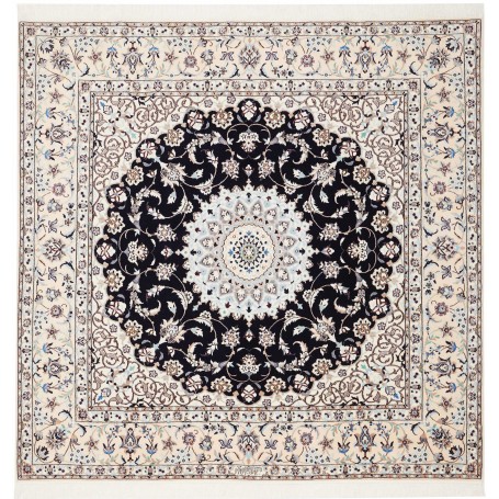 Tappeto Nain 6la Persia Medaglione Nero Avorio 172x170 Cm