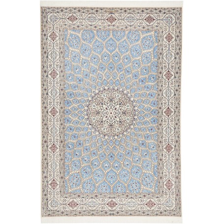 Tappeto Nain 6la Persia Medaglione Azzurro Crema 157x240 Cm
