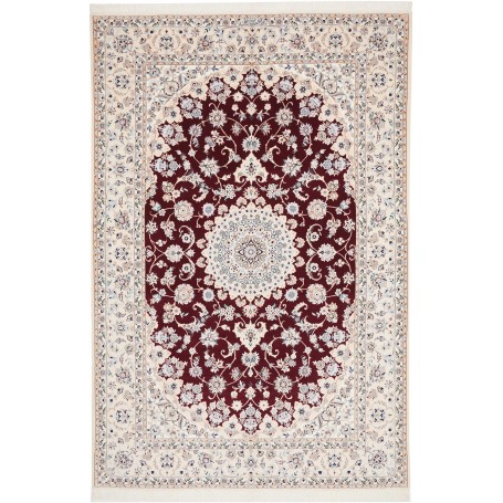 Tappeto Nain 6la Persia Medaglione Bordeaux Crema 160x240 Cm