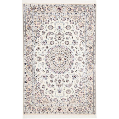 Tappeto Nain 6la Persia Medaglione Avorio Blu 124x187 Cm