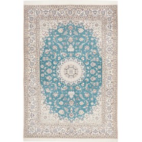 Tappeto Nain 6la Persia Medaglione Turchese Avorio 168x244 C