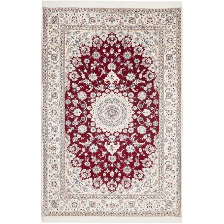 Tappeto Nain 6la Persia Medaglione Bordeaux Avorio 163x245 C