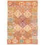 Tappeto Kilim Afghanistan Geometrico Arancio Blu 102x148 Cm