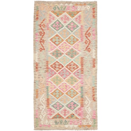 Tappeto Kilim Afghanistan Geometrico Beige Rosa 99x200 Cm
