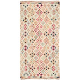 Tappeto Kilim Afghanistan Geometrico Crema Pastello 100x203