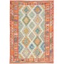 Tappeto Kilim Afghanistan Geometrico Arancione Azzurro 123x1