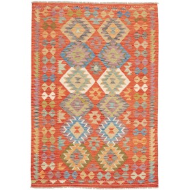 Tappeto Kilim Afghanistan Geometrico Arancione Multicolore 1