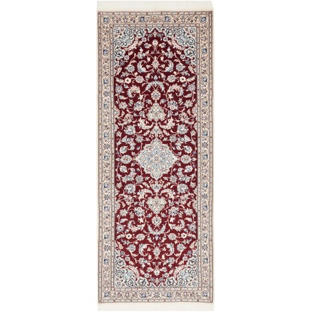 Tappeto Nain 6la Persia Medaglione Bordeaux Crema 81x211 Cm
