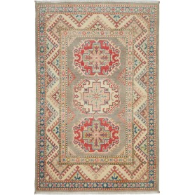 Tappeto Kazak Afghanistan 81x126 Grigio Rosso C