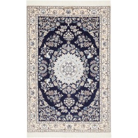 Tappeto Nain 6la Persia Medaglione Blu Scuro Crema 110x170 C