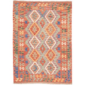 Tappeto Kilim Afghanistan Astratto Arancio Azzurro 126x176 C