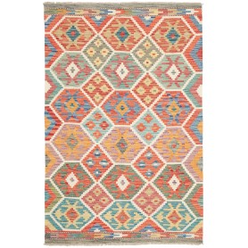 Tappeto Kilim Afghanistan Astratto Multicolore Vivace 124x18