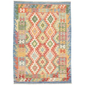 Tappeto Kilim Afghanistan Astratto Multicolore Pastello 125x