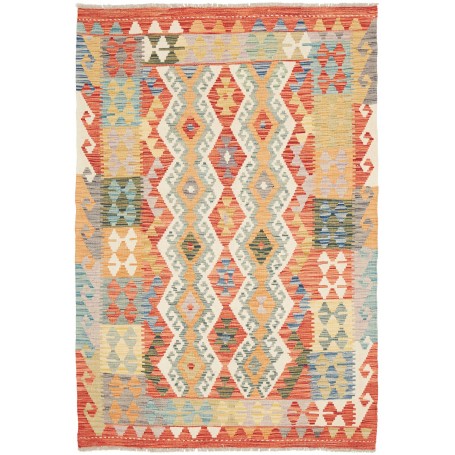 Tappeto Kilim Afghanistan Geometrico Multicolore Arancio 124