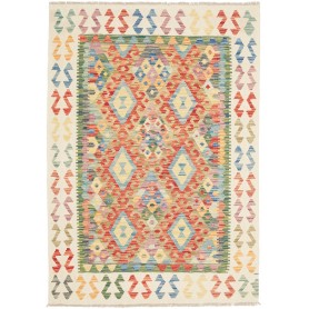 Tappeto Kilim Afghanistan Geometrico Multicolore Vivace 127x