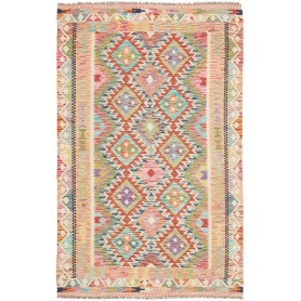 Tappeto Kilim Afghanistan Astratto Multicolore Pastello 120x