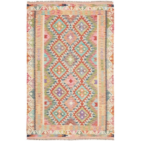 Tappeto Kilim Afghanistan Astratto Multicolore Pastello 120x