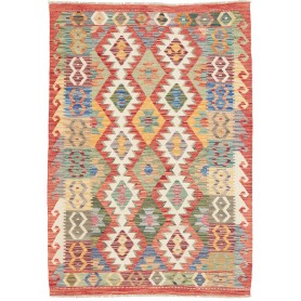Tappeto Kilim Afghanistan Geometrico Rosso Policromo 123x176