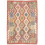 Tappeto Kilim Afghanistan Geometrico Rosso Policromo 123x176