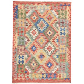 Tappeto Kilim Afghanistan Geometrico Multicolore Terracotta