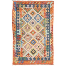 Tappeto Kilim Afghanistan Geometrico Arancione Policromo 119