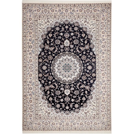 Tappeto Nain 6la Persia Medaglione Nero Avorio 256x369 Cm