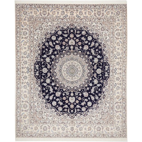 Tappeto Nain 6la Persia Medaglione Blu Notte Crema 252x308 C