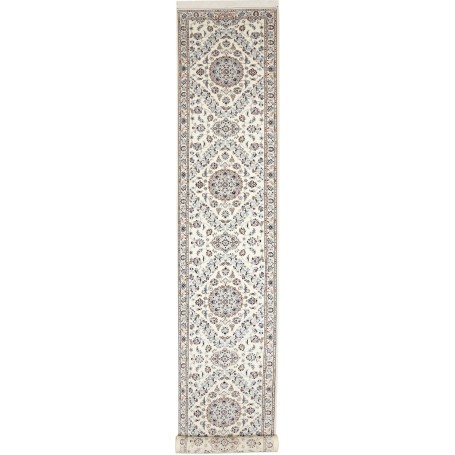 Tappeto Nain 6la Persia Floreale Crema Azzurro 86x540 Cm