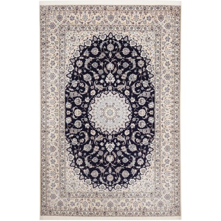 Tappeto Nain 6la Persia Medaglione Blu Notte Crema 211x317 C