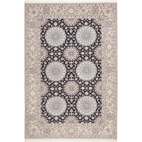 Tappeto Nain 6la Persia Medaglione Crema Blu Scuro 217x316 C