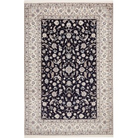 Tappeto Nain 6la Persia Medaglione Nero Crema 205x307 Cm