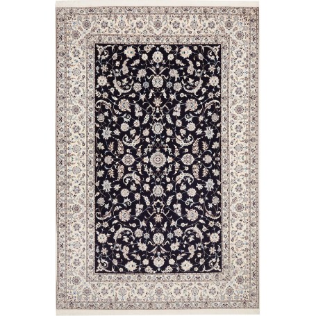Tappeto Nain 6la Persia Medaglione Nero Crema 205x307 Cm