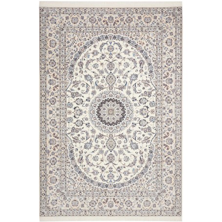Tappeto Nain 6la Persia Medaglione Crema Blu 212x315 Cm