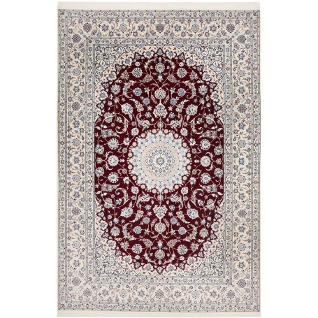 Tappeto Nain 6la Persia Medaglione Bordeaux Crema 208x312 Cm