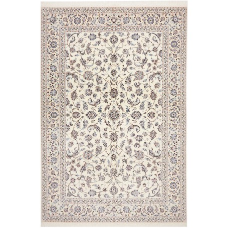 Tappeto Nain 6la Persia Medaglione Avorio Blu 205x302 Cm