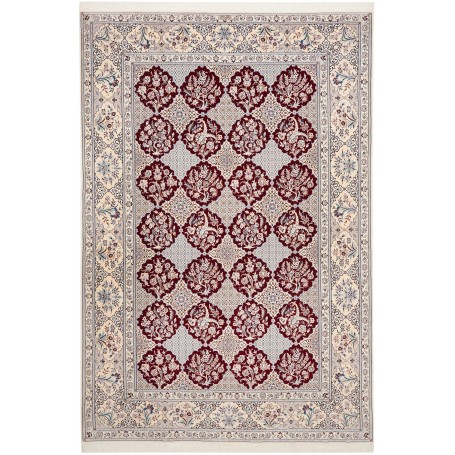 Tappeto Nain 6la Persia Floreale Crema Bordeaux 206x308 Cm