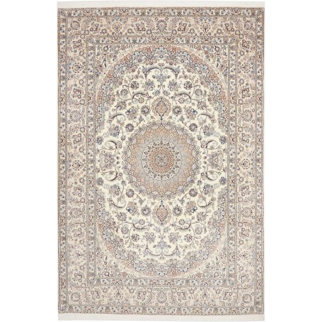 Tappeto Nain 6la Persia Medaglione Avorio Blu 208x317 Cm