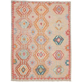 Tappeto Kilim Afghanistan Astratto Arancio Azzurro 154x200 C