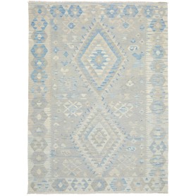 Tappeto Kilim Afghanistan Geometrico Azzurro Grigio 153x212